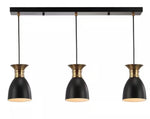 Edison 5.75 in. 3-Light Black/Brass Gold Metal Linear LED Pendant