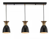 Edison 5.75 in. 3-Light Black/Brass Gold Metal Linear LED Pendant