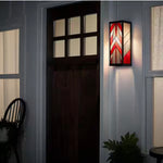 River of Goods (Brand Rating: 4.5/5) Mission 1-Light Red and Black Satin Outdoor Stained Glass Wall Lantern Sconce