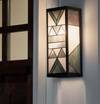 River of Goods Geometric 1-Light Black Satin Outdoor Stained Glass Wall Lantern Sconce