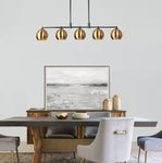 Zevni Large 38.5 in. 5-Light Brass-Plated Island Chandelier, Black Pendant Light for Kitchen Island, Modern Light Fixtures
