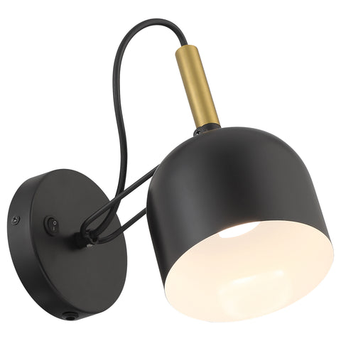 Collection: Porto Description: LED Reading Light Fixture Finish: Black with Antique Brushed Brass Diffuser Finish: N/A